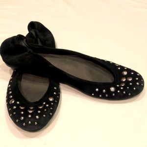 Stuart Weitzman black suede stud flats 8
412